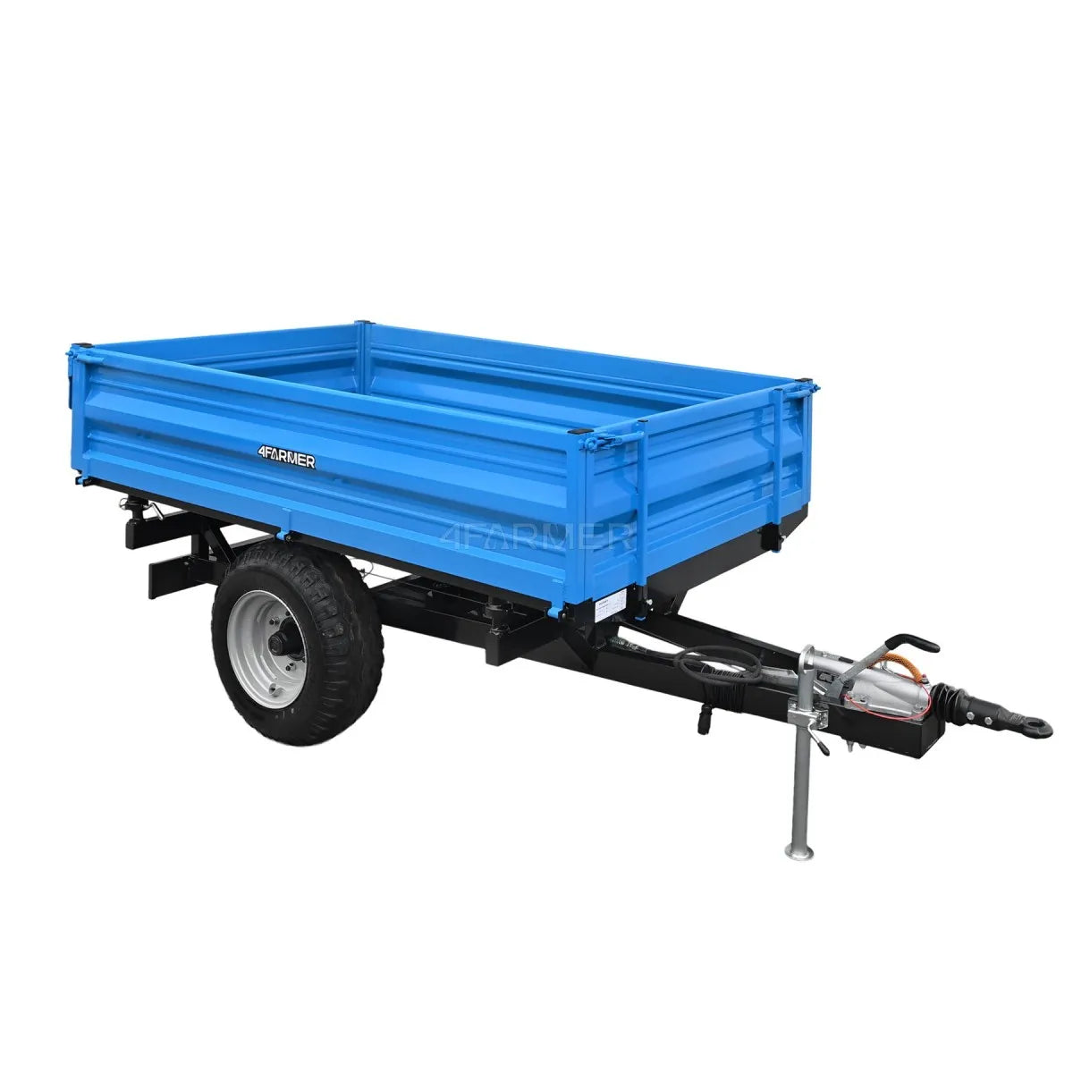 Rimorchio agricolo monoasse 2,5T con ribaltamento e freno a inerzia