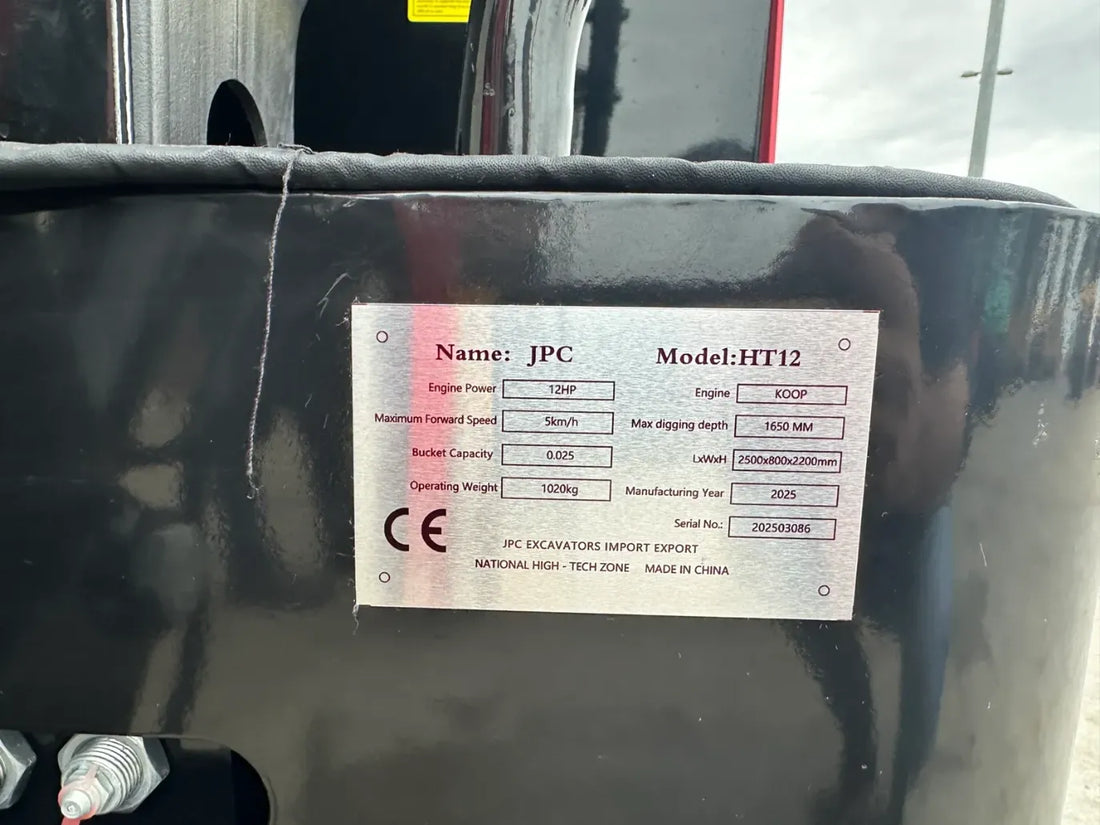 JPC HT12 Mini Escavatore 2025 - Nuovo 0h, 1 Ton, Motore Koop Diesel, Attacco Rapido